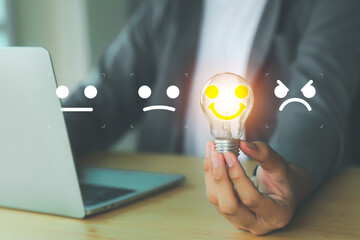Poster - Customer service satisfaction survey feedback for business review rating and best service or finance digital marketing poll or user comment concepts.