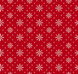christmas seamless background. knitted xmas sweater texture. festive print with snowflakes. knit win