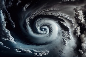 Wall Mural - close-up of tropical cyclone, with clouds and wind in the background, created with generative ai