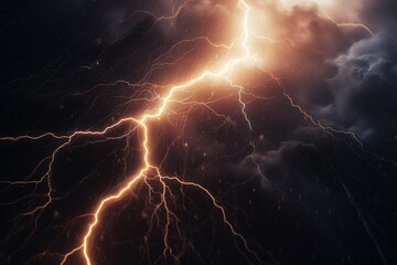 Wall Mural - Thunder lighting closeup. Generate Ai