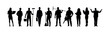 © Andreas - Set of people silhouettes different professions standing in a row on white background. Collection of people different jobs standing together silhouettes.