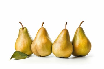 Poster - AI generated illustration of a still life of fresh and ripe pears on a white background