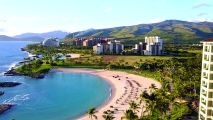 Canvas Print - Aerial video of the sea shore, Kaanapali, Maui County, Hawaii, United States