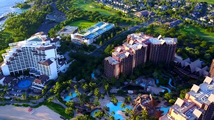 Canvas Print - Aerial video of the modern buildings, Kaanapali, Maui County, Hawaii, United States