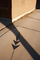 Sticker - arrow-shaped shadow cast by sunlight on pavement, created with generative ai