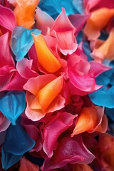 Poster - macro shot of colorful flower petals, created with generative ai