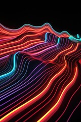Wall Mural - bright, glowing neon lines on a dark surface, created with generative ai