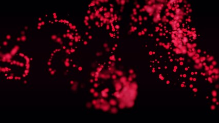 Wall Mural - 3d rendered illustrative animation of a splash of red bubbles on the empty black background