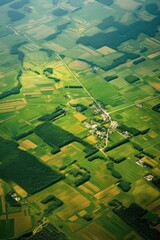 Poster - aerial view of geometric farmland patterns, created with generative ai