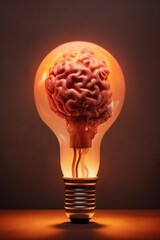 Poster - brain and lightbulb, representing creativity, created with generative ai