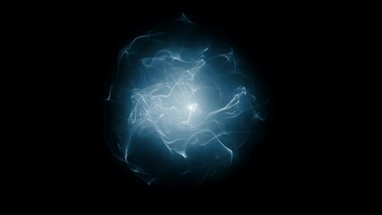 Wall Mural - dynamic electrical blue glowing energy ball on black background for wallpaper