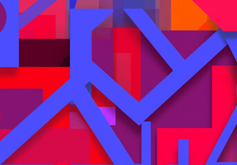 Wall Mural - abstract trendy bright color background of geometric shapes created with generative ai technology