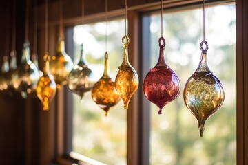 Wall Mural - glass ornaments hanging in natural light, created with generative ai