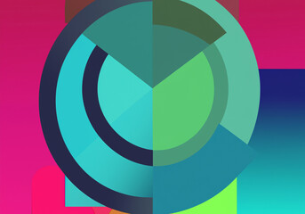 Wall Mural - abstract trendy bright color background of geometric shapes created with generative ai technology