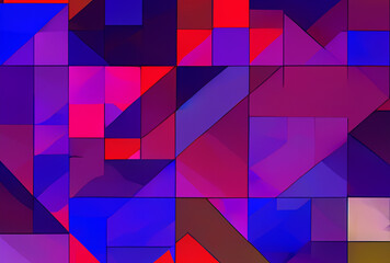 Wall Mural - abstract trendy bright color background of geometric shapes created with generative ai technology
