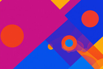 Wall Mural - abstract trendy bright color background of geometric shapes created with generative ai technology