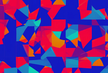 Wall Mural - abstract trendy bright color background of geometric shapes created with generative ai technology