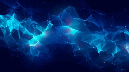 Wall Mural - blue abstract background with network grid and particles connected. ai generative