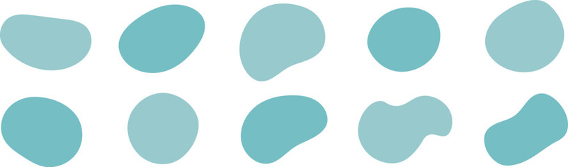 Wall Mural - Set of cute abstract shapes.Vector loose blue frame. 