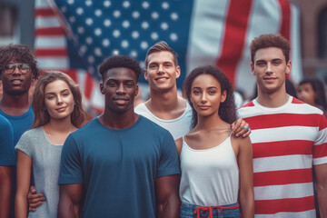 Group of different people for america independence day celebration, 4th of July