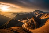 Fototapeta Natura - sunset in the mountains Generator by using AI Technology