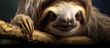 a sloth is shown hanging on a tree branch Generated by AI