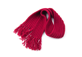 red warm scarf on a white background