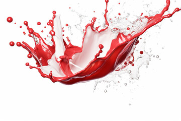 Wall Mural - Red and white water color liquid or Yogurt splash on isolated white. Generative ai