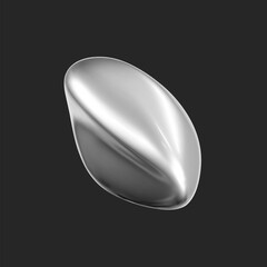 Wall Mural - 3d chrome liquid shape, metallic fluid bubble isolated on black background. render of 3d abstract, f