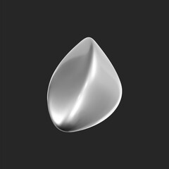 Wall Mural - 3d chrome liquid shape, metallic fluid bubble isolated on black background. render of 3d abstract, f