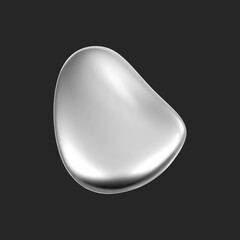 Wall Mural - 3d chrome liquid shape, metallic fluid bubble isolated on black background. render of 3d abstract, f