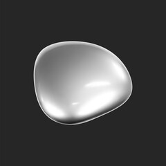 Wall Mural - 3d chrome liquid shape, metallic fluid bubble isolated on black background. render of 3d abstract, f