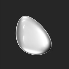 Wall Mural - 3d chrome liquid shape, metallic fluid bubble isolated on black background. render of 3d abstract, f