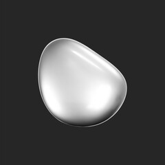 Wall Mural - 3d chrome liquid shape, metallic fluid bubble isolated on black background. Render of 3d abstract, futuristic metal blob with gradient chrome reflection effect. 3d vector geometric illustration