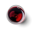 Red wine top view, isolated, Transparent