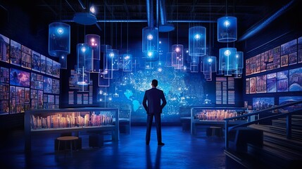 Global network. Security cameras. City traffic control. Generative Ai technology.