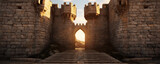 Entrance to the kingdom, or gated city. Medieval gate or checkpoint. Hand edited generative AI.