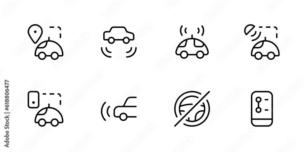 Smart car icon. automatic car vector illustration. linear Editable ...