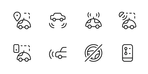 Smart car icon. automatic car vector illustration. linear Editable Stroke. Line, Solid, Flat Line, thin style and Suitable for Web Page, Mobile App, UI, UX design.