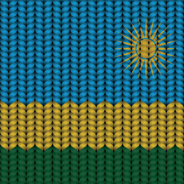 Flag of Rwanda on a braided rop.