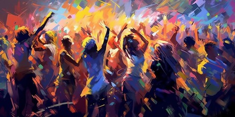 Canvas Print - illustration of party oil painting