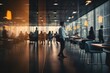 © Natee Meepian - Blurred moving business people in the office. Cinematic. Generative ai.