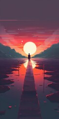 Canvas Print - sunset in the river 