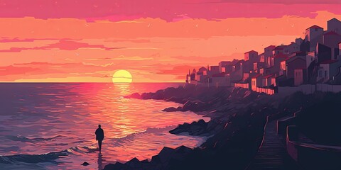 Canvas Print - sunset over the sea