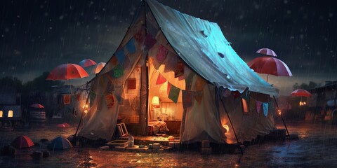 Wall Mural - tent in the night