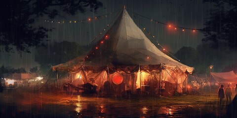 Canvas Print - tent in the night