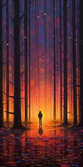 Canvas Print - silhouette of a person in the forest