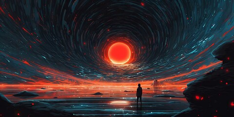 Wall Mural - singularity wallpaper black whore eating sun