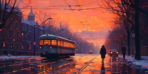 Canvas Print - train in the city