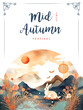 Happy Mid Autumn Festival with Cute Rabbit and Baked Mooncake. AI Generative Image